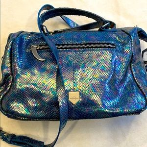 Iridescent leather purse - blue mermaid - NWOT